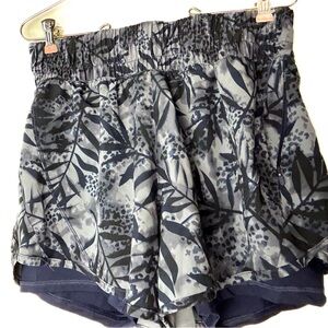 Avia Dark Blue Leaves Lined Athletic Gym‎ Shorts Medium 8-10 Gorpcore Running